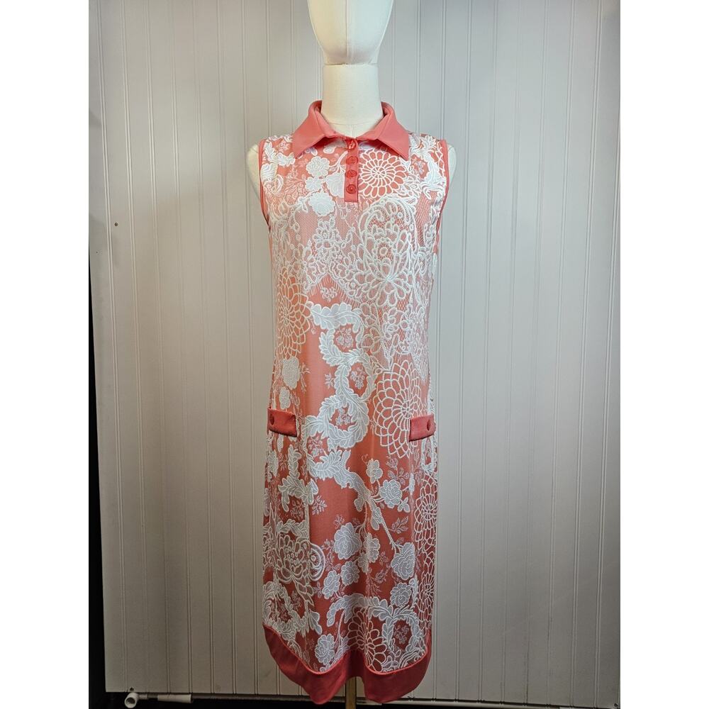 L'ONKEL Paris Floral Jersey Sheath Dress Women’s Size M Made in France Collared